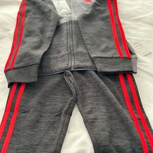 Adidas Performance Full-Zip Track Jacket Gray Red Stripes